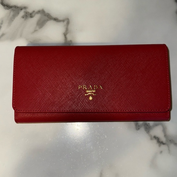 Prada Scarlet Clutch with Gold Accents - Picture 1 of 5